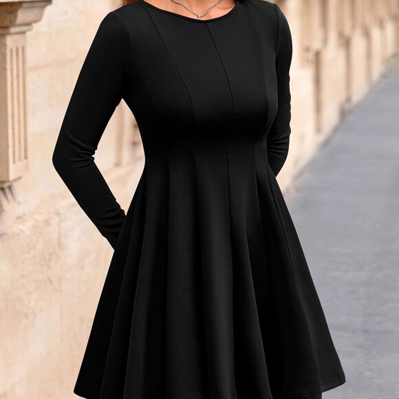 Women's Fall Elegant A Line Mini Dress Long Sleeve Wedding Party Chic - Picture 2 of 8